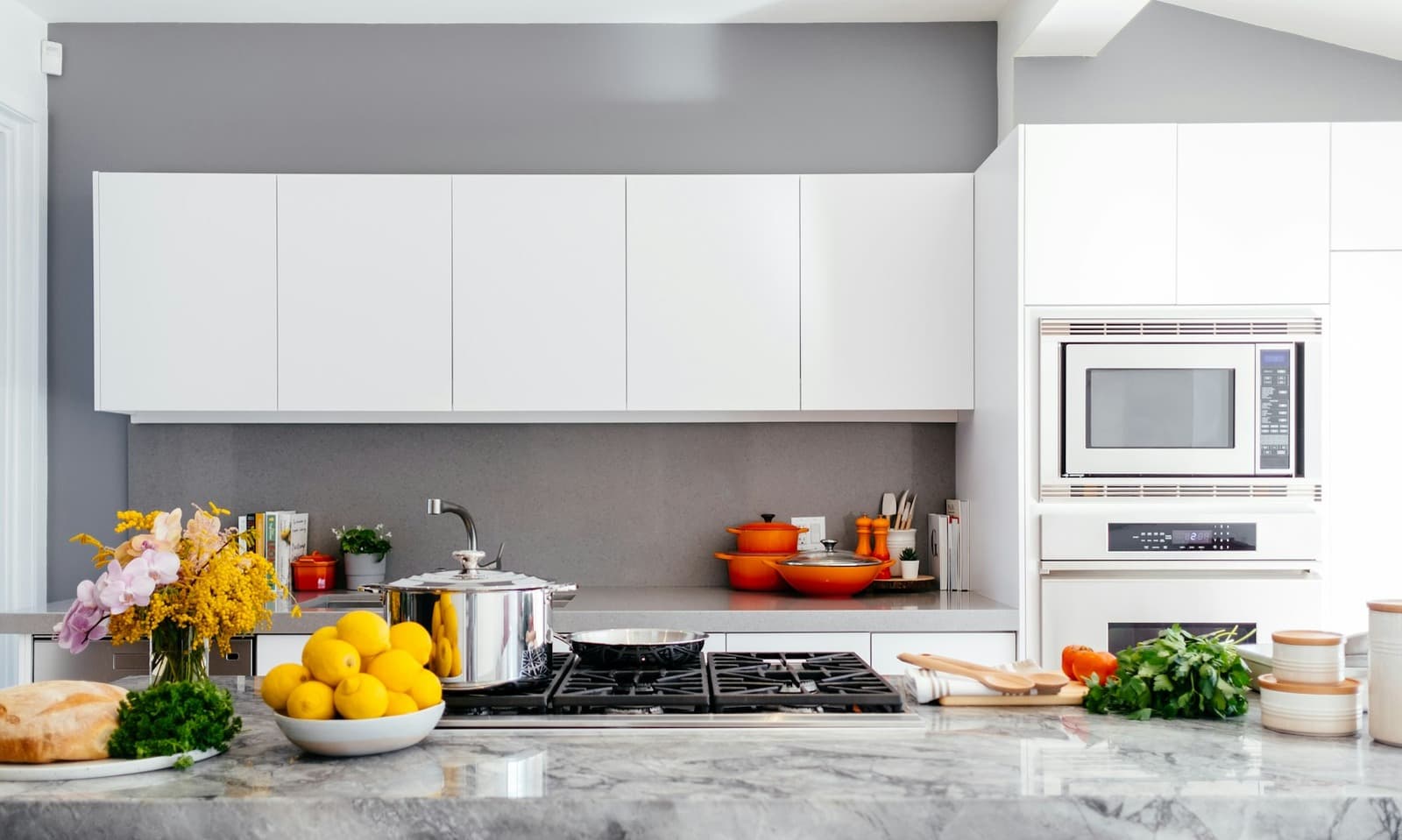 Kitchen with painted cabinets